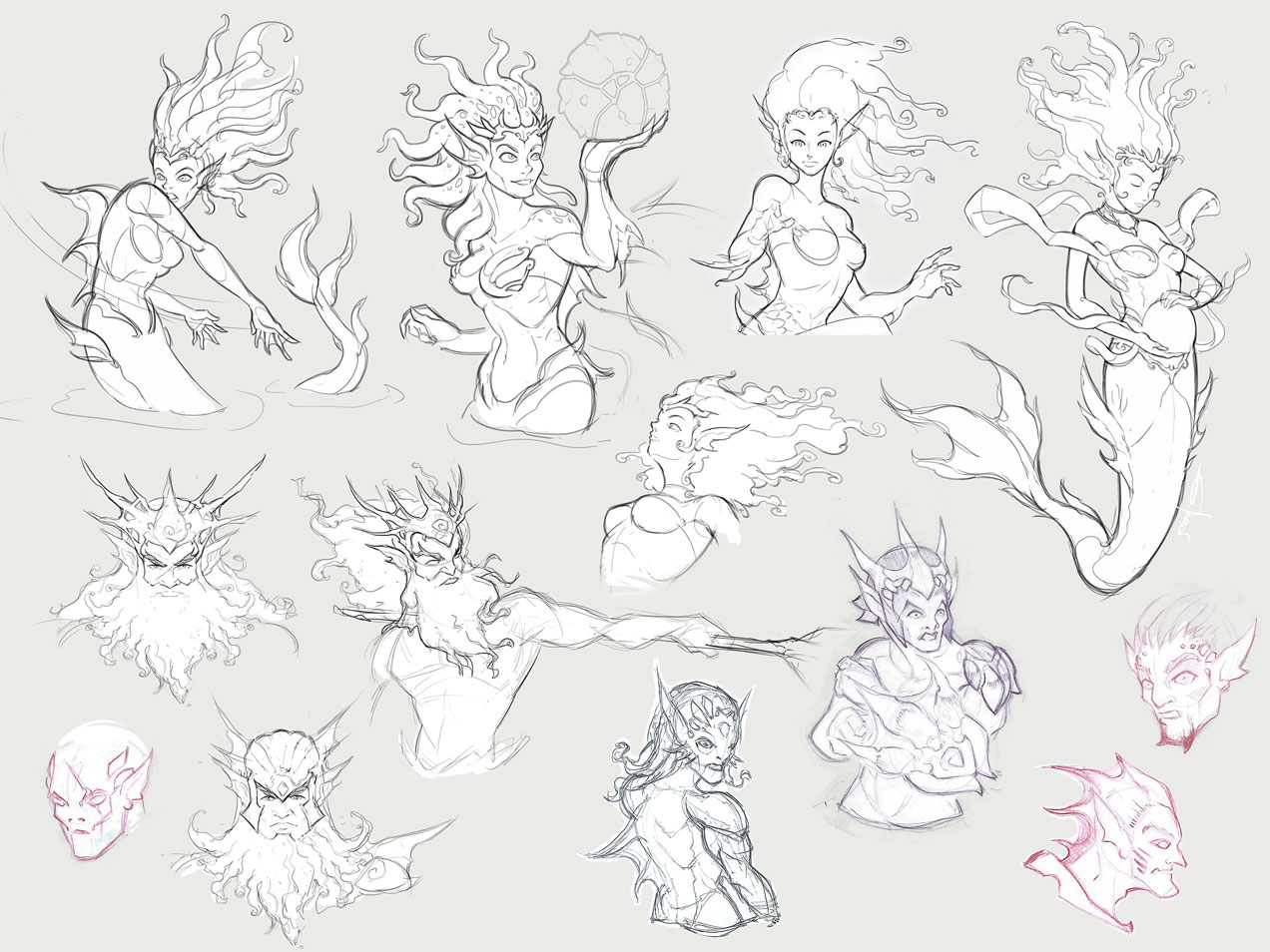 sirens and tritons sketches